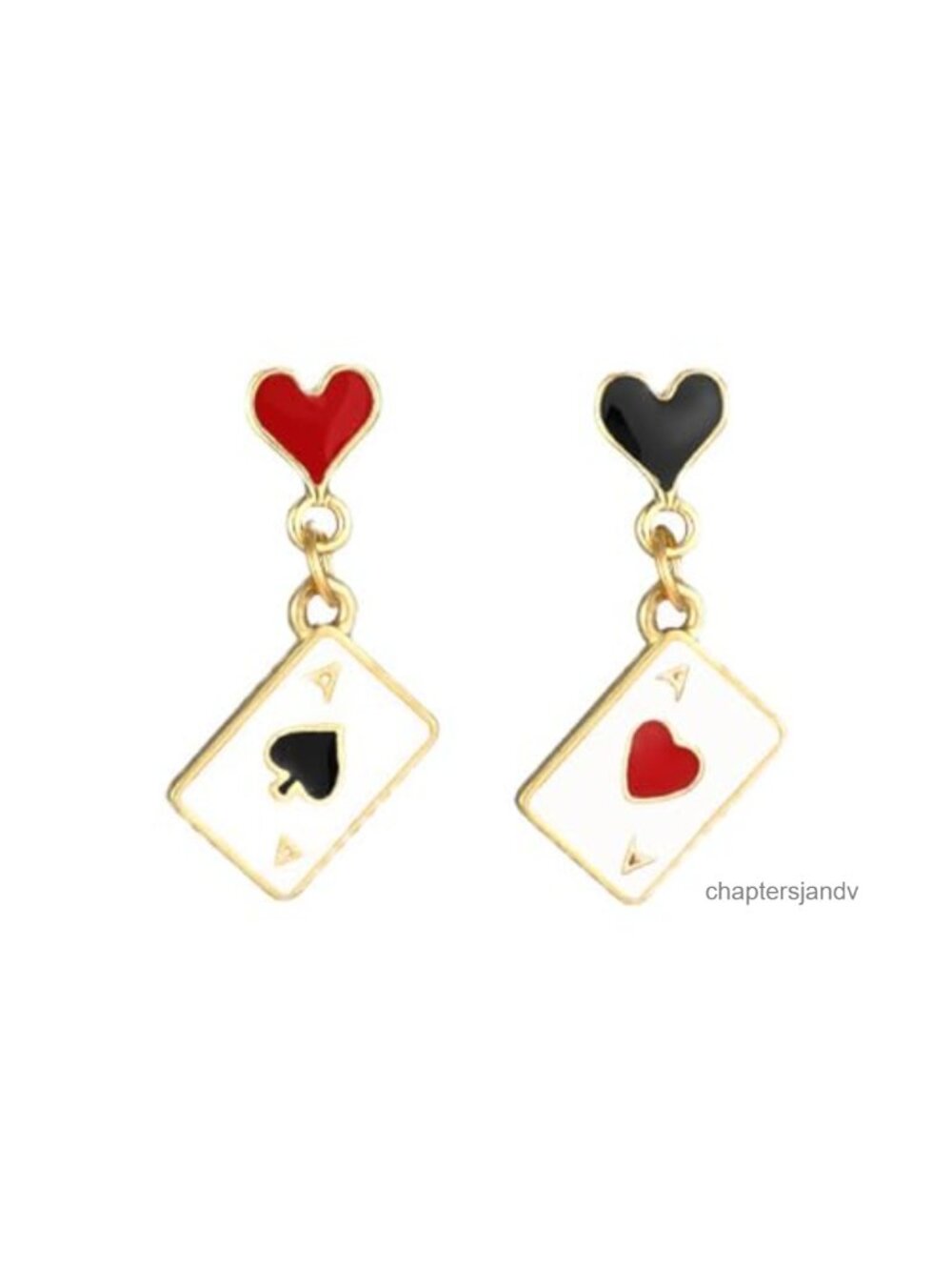 Asymmetric Queen of Hearts Dangle Drop Earrings Costume Accessories